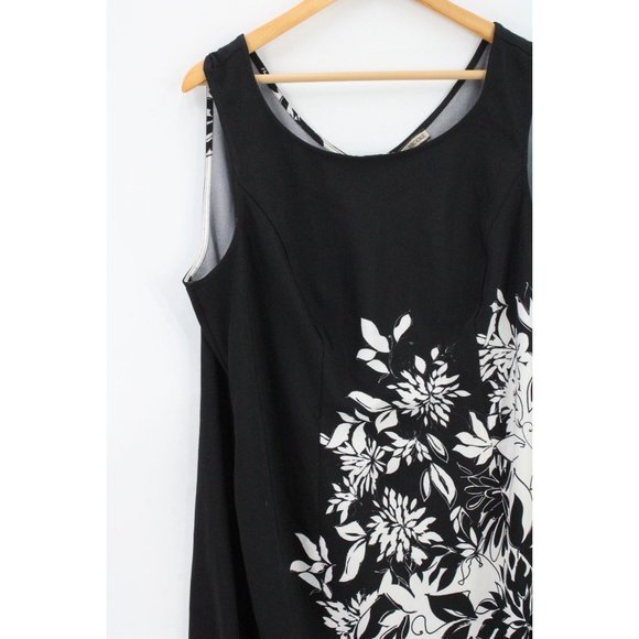 Maya Brooke Dress Womens Black Casual Floral Pattern Sleeveless Size 18W - Picture 3 of 8